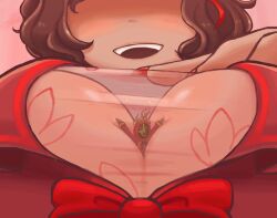 1boy 1girl1boy 1girls boob_squish boob_window breasts cunlel dante_(limbus_company) female giantess limbus_company male outis_(limbus_company) project_moon shrunken_male