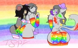 alternative_fashion anal anal_sex anthro arm_warmers armwear ass big_butt bodypaint clothing duo emo felid feline female femboy fur genitals goth grey_body grey_fur hair hi_res huge_butt legwear lgbt_pride lgbt_pride_month looking_at_viewer looking_back male male/female male/male male_penetrated male_penetrating male_penetrating_male mammal motion_lines nude object_in_ass painted_butt pegging penetration penile penis pride_color_clothing pride_colors pride_month rainbow_flag rainbow_pride_colors rainbow_symbol rodent sex sex_toy sex_toy_in_ass sex_toy_insertion sex_toy_penetration smile strapon tail thick_thighs thigh_highs toying_partner trans_(lore) trans_man_(lore) transgender_pride_colors tspithereal tundra_(tspithereal) virgil_(tspithereal) wide_hips