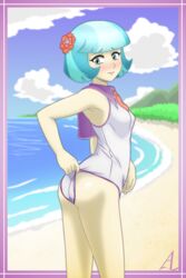 acesrulez13 back_view beach coco_pommel female friendship_is_magic humanized my_little_pony solo swimsuit