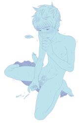 1boy barefoot blush cum ejaculation erection jack_frost male male_only masturbation nude o_chinchin_rando orgasm penis penis_grab rise_of_the_guardians sitting skinny skinny_male solo teen teen_boy teenager