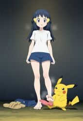 ai_generated akari_(pokemon) feet footjob pikachu pokemon