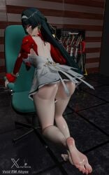 3d ass astra_yao bottomless dress feet feet_focus feet_up fetish guitar legs no_shoes pose sweaty_body sweaty_butt zenless_zone_zero zzz