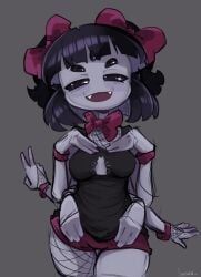 fishnets imerald_ muffet ribbon ribbons short_hair spider_girl tagme undertale