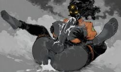 ai_generated autofellatio autopaizuri cum cum_in_mouth cum_on_breasts deadlock feet futanari haze_(deadlock) mcgold4553 valve