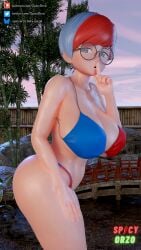 1girls 3d ass big_ass big_breasts big_thighs bikini breasts busty female female_only glasses huge_ass huge_breasts huge_thighs large_ass large_breasts large_thighs misterorzo navel nintendo penny_(pokemon) pokemon swimsuit thick_thighs thighs voluptuous