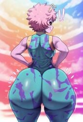 ai ai_assisted ai_generated big_ass black_eyes boku_no_hero_academia bottom_heavy bubble_butt d-art_style fat_ass hero_outfit_(mha) heroine mina_ashido my_hero_academia pink_body pink_hair pink_skin slothish tagme tight_clothing tight_fit