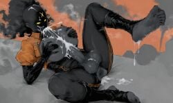 ai_generated autofellatio autopaizuri cum cum_in_mouth cum_on_breasts deadlock feet futanari haze_(deadlock) mcgold4553 valve