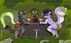 alcohol alternative_fashion anthro aroused ass bar_counter bar_stool bartender beverage big_butt bite biting_lip blush blush_lines bodily_fluids bow_tie bubble clothing cocktail cocktail_garnish cocktail_glass container counter crowd cup demon dirty dirty_clothing drinking_glass drunk drunk_bubble ear_piercing fart fart_cloud fart_fetish fart_stain fish furniture gas_mask glass glass_container glass_cup goth group hal_(hal_skunky) hi_res horn hybrid male mammal marine mask mephitid nervous nervous_sweat nude nude_male panicking piercing relaxed_expression relieved shark sitting skunk skunk_tail smelly smelly_butt sound_effects squiddy62 stained_clothing stained_fur stink_cloud stink_fumes stinkbomb_(stinkbombskunk) stool substance_intoxication sweat thunder_thresh_(squiddy62) trio unconscious