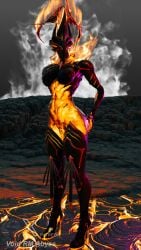 ass ass_focus ass_grab ember_(warframe) ember_heirloom_(warframe) front_view hot_girl lava lavagirl no_nude patreon warframe warframe_fanart