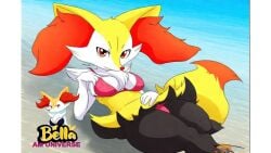 (am_universe)_bella_braixen anthro beard bra braixen breasts eyes female lingerie panties solo