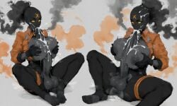 ai_generated autofellatio autopaizuri cum cum_in_mouth cum_on_breasts deadlock feet futanari haze_(deadlock) mcgold4553 valve