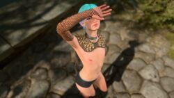 1boy baldur's_gate_3 collar fishnets flat_chest nipples screenshot wallpaper