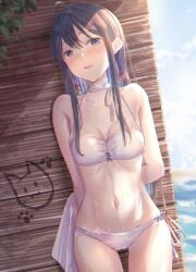 1girls ahoge antenna_hair arm_behind_back bare_arms bare_belly bare_chest bare_hands bare_hips bare_legs bare_midriff bare_navel bare_shoulders bare_skin bare_thighs belly belly_button bikini bikini_bottom bikini_only bikini_top black_hair black_hair_female blush blush_face blush_lines blushing_at_viewer blushing_female breasts cleavage collarbone curvaceous curvaceous_body curvaceous_female curvaceous_figure curvaceous_hips curvaceous_teen curvy curvy_body curvy_female curvy_figure curvy_hips curvy_teen elbows embarrassed embarrassed_expression embarrassed_female exposed_arms exposed_belly exposed_chest exposed_hips exposed_legs exposed_midriff exposed_navel exposed_shoulders exposed_skin exposed_thighs female female_focus female_only groin hair_between_eyes hair_ribbon hair_tie hand_behind_back head_tilt high_resolution highres hourglass_figure kinomtan lean_figure long_hair looking_at_viewer medium_breasts midriff my_teen_romantic_comedy_snafu narrow_waist navel open_mouth outdoor outdoors outside parted_lips ribbon shoulders side-tie_bikini slender_body slender_waist slim_waist soaked solo standing string_bikini swimsuit swimwear thigh_gap thighs tilted_head upper_body wet wet_belly wet_bikini wet_body wet_breasts wet_hair wet_legs wet_skin wet_thighs wide_hips yukinoshita_yukino