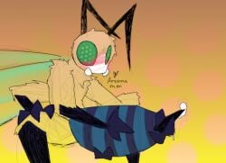 4_arms antennae_(anatomy) anthro arsinnamon arthropod bee bodily_fluids compound_eyes cum cum_drip dripping fur genital_fluids humanoid hymenopteran insects male masturbation multi_arm multi_limb solo stinger stinger_penis wings yellow_body yellow_fur