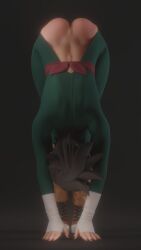 ass ass_up black_hair black_lipstick black_nails boruto:_two_blue_vortex clothed exposed_ass exposed_pussy female female_only flexible light-skinned_female lipstick naruto naruto_(series) ninja_headband sarada_uchiha stretching training valenok