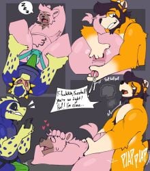 2025 absurd_res ailurid anal anal_fingering anal_sex anthro bear beard black_sclera bulge bulge_frottage clifford_ortega clothed clothing collar dialogue dinosaur ejaculation english_text eyewear facial_hair fingering frottage fur gorgosaurus group hair handjob handjob_from_behind heart_symbol hi_res jockstrap jockstrap_only keeko_(gogokeeko) knightferret male male/male mammal orange_body orange_fur penetration penile pink_body pink_fur prehistoric_species purple_hair rafael_sosa recording_video red_panda reptile scalie sex simple_background sketch_page sleep_sex sleeping slightly_chubby sound_effects spiked_collar spikes spread_legs spreading sunglasses tenting text theropod topless trio tyrannosaurid tyrannosauroid underwear underwear_only