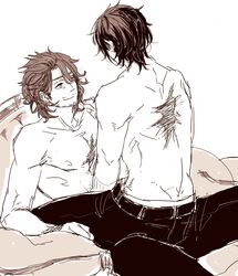 2boys ardyn_izunia final_fantasy final_fantasy_xv gay male male/male male_only noctis_lucis_caelum partially_clothed penetration riding shirtless yaoi