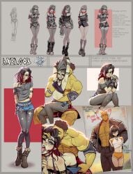 2boys against_wall bent_over black_hair character_sheet english_text femboy fucked_from_behind girly glasses green_skin hi_res long_hair male male/male male_only male_penetrating_male muscles muscular open_mouth orc orc_femboy orc_male orcbarbies original original_character pointy_ears red_highlights text tongue_out undressing yaoi