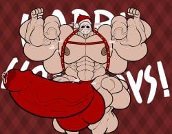 69yano69 hyper hyper_balls hyper_cock hyper_genitalia hyper_muscles hyper_penis hyper_testicles jason_voorhees male male_only mankini muscles muscular muscular_arms muscular_male muscular_thighs red_mankini