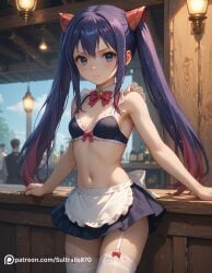 ai_generated blue_hair erect_nipples fairy_tail maid maid_outfit sultralis wendy_marvell