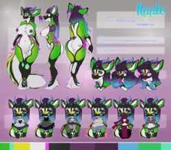 anthro breasts canine cervine chibi clothed clothing deer ear_piercing female hair horn hybrid looking_at_viewer mammal model_sheet nipple_piercing nipples nude overweight piercing pussy solo standing tattoo teil wide_hips