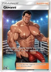 1boy 1male 1man abs ai_art ai_generated arm_hair balls ballsack bara bara_tits big_cock big_dick big_penis blush boxing_match boxing_ring bulge bulge_through_clothing card_edit chest_hair cock cwhk dick edit giovanni_(pokemon) grinning grinning_at_viewer lactating_nipples light-skinned_male light_skin light_skinned_male male male_lactation male_only man_boobs man_tits mature_male muscular muscular_male nipples nuts nutsack pants_down pants_pulled_down pecs pectorals penis pokemon pokemon_card pokemon_card_edit pokemon_tcg_pocket pokemon_trading_card_game pokemon_trading_card_game_(game) pubes pubic_hair public public_nudity scrotum supporter_card testicles thong trainer_card veiny veiny_penis