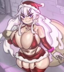 big_breasts christmas christmas_outfit huge_breasts kelvin_hiu original santa_hat violet_(kelvin_hiu)