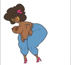 1girls animated biting_lip bluepants breasts dark-skinned_female dark_skin earrings female hyper_ass hyper_scat hyperscat jeans pants_(artist) relief relieved repost scat smile soiling sound tagme video