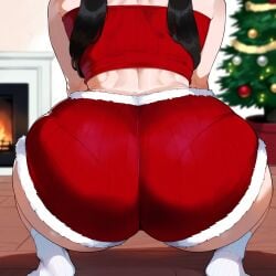 ai_generated before_sex big_ass black_hair christmas christmas_clothing christmas_outfit clothed creamy_ai light_skin poor_quality red_eyes sexy_body sexy_clothing spy_x_family thick_thighs yor_briar yor_forger