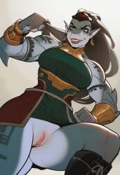 ai_generated anthro civitai female illaoi league_of_legends looking_at_viewer megasmitten_ai no_panties shark video_games