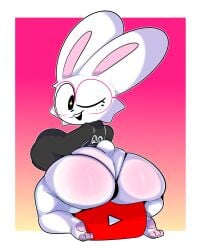 anthro big_ass bunny fat_ass femboy glasses hoodie konaditto lagomorph logo shortstack squashortstacks unnamed_character youtube