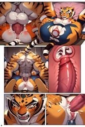 abnormal_body ai_failure ai_generated cum_inside dominant_male dominated_female drooling huge_balls huge_cock looking_pleasured master_tigress mastery_position mating_press torn_clothes x-ray