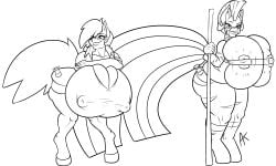 2015 5:3 absurd_res age_progression aged_up animate_inanimate anthro anthrofied appelknekten big_breasts blush breasts clothing ear_piercing ear_ring earth_pony equid equine erect_nipples female friendship_is_magic gender_transformation hasbro hi_res hooves horse huge_breasts hyper hyper_breasts inflatable inner_ear_fluff lips living_inflatable mammal mohawk monochrome mtf_crossgender my_little_pony nipple_outline nipples piercing pipsqueak_(mlp) pony ring_piercing rule_63 smile solo staff standing stripes thick_thighs topwear transformation tuft wide_hips zebra zecora_(mlp)