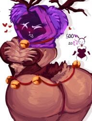 anthro big_ass blush blushing_at_viewer christmas christmas_outfit cleavage clothed clothing dark-skinned_female female female_only fluffy fluffy_hair fortnite fortnite:_battle_royale furry furry_female furry_only raven_team_leader raven_team_leader_(fortnite)