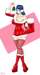 1girls alternate_breast_size christmas christmas_outfit dladiator female female_only high_heels large_breasts marinette_dupain-cheng miraculous:_tales_of_ladybug_and_cat_noir miraculous_ladybug mistletoe short_dress solo tagme thick_thighs thighhighs thin_waist