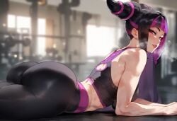 ai_generated big_ass big_breasts busty capcom curvy curvy_figure fat_ass female fit_female gym juri_han seductive street_fighter street_fighter_6 thick thick_ass thick_thighs tight_clothing voluptuous voluptuous_female wide_hips