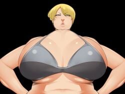 1girls big_breasts blonde_hair blue_eyes breasts busty curvaceous curvy curvy_female curvy_figure female huge_breasts karasumiya king_(snk) king_of_fighters light-skinned_female light_skin looking_at_viewer pale-skinned_female pale_skin pov short_hair thick tight_clothes tight_clothing voluptuous voluptuous_female