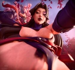 1girls 3d 3d_(artwork) asian asian_female big_breasts big_breasts breasts breasts breasts_out cunnilingus female female_focus fireboxstudio light-skinned_female light_skin marvel marvel_comics marvel_rivals nipples pov pov_eye_contact psylocke psylocke_(marvel_rivals) tits_out