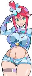 1girls big_breasts blue_clothing blue_gloves blush breasts creatures_(company) enpe female female_only game_freak gloves gym_leader human nintendo pokemon pokemon_bw pokemon_trainer skyla_(pokemon)