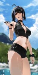 1girls adult adult_female ahoge antenna_hair bare_arms bare_belly bare_hands bare_legs bare_midriff bare_navel bare_shoulders bare_skin bare_thighs belly belly_button black_choker black_fingernails black_hair black_hair_female black_nail_polish black_nails blue_sky blurred_background blurry_background breasts brown_eyes brown_eyes_female busty busty_female busty_girl choker cleavage clouds curvaceous curvaceous_body curvaceous_female curvaceous_figure curvaceous_hips curvaceous_thighs curvy curvy_body curvy_female curvy_figure curvy_hips curvy_thighs day daylight daytime dot_nose dripping_wet ear_piercing ear_piercings earrings elbows exposed_arms exposed_belly exposed_legs exposed_midriff exposed_navel exposed_shoulders exposed_skin exposed_thighs fair_skin female female_focus female_only fingernails fingers head_tilt high_resolution highres hourglass_figure irene_(kanniiepan) kanniiepan large_breasts lean_body lean_figure legs light-skined_female light-skinned light-skinned_female light_skin light_skin_female light_skinned light_skinned_female lips looking_at_viewer looking_down looking_down_at_viewer mature mature_female medium_hair midriff mole mole_under_eye nail_polish nails narrow_waist navel open_mouth original original_art original_artwork original_character outdoor outdoor_nudity outdoors outside parted_lips pierced_ear pierced_ears shoulders sky slender_body slender_waist slim_girl slim_waist smooth_skin soaked solo standing thick_thighs thighs thin_waist tilted_head tongue underboob upper_body upper_teeth wet wet_arms wet_belly wet_body wet_hair wet_legs wet_skin wet_thighs wide_hips