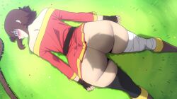 1boy 1girls big_ass bottom_heavy d-art huge_ass imminent_sex kono_subarashii_sekai_ni_shukufuku_wo! laying_down megumin satou_kazuma thick_thighs wide_hips