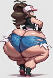 ai_generated big_ass gigantic_ass gvukub hilda_(pokemon) huge_ass nintendo pokemon thick_thighs wide_hips wobbling_ass