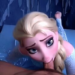 animated blowjob blue_dress crystals disney elsa_(frozen) feet princess white_hair