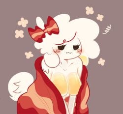 bedroom_eyes blush chizubunsu cute egg-dog female female_only food_creature sheets