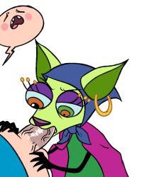 adventure_time blowjob cock courage_the_cowardly_dog crossover dick dog dog_ears dog_girl dzk earrings fellatio finn_the_human genitals green-skinned_female green_body green_skin green_skinned_female penis saliva shirley_the_medium simple_background vein veins veiny veiny_penis white_background