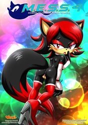 anthro ass bbmbbf bedroom_eyes black_fur boots canine clothing comic elbow_gloves female footwear fox fur gloves hair half-closed_eyes hedgehog high_heels hybrid legwear mammal mostly_nude nude palcomix pussy red_hair seductive shoes siona_the_hedgefox solo sonic_(series) thigh_highs