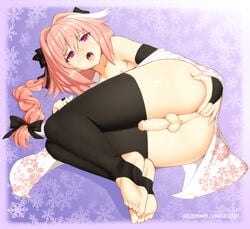 1boy 2017 5_fingers 5_toes anal_fingering androgynous armwear ass astolfo_(fate) balls ballsack big_ass black_gloves braid braided_hair bridal_gauntlets bubble_ass bubble_butt butt canon_crossdressing dat_ass eyebrows eyebrows_visible_through_hair eyelashes fate/apocrypha fate_(series) feet femboy fingering floral_print foreskin gay girly gloves hair_ornament hair_ribbon human human_only intact japanese_clothes little_penis long_hair looking_at_viewer male male_only multicolored_hair necrosmos nipples off_shoulder open_mouth partially_retracted_foreskin penis perineum pink_hair purple_eyes ribbon ribbons saliva scrotum single_braid small_penis smooth_penis snowflakes solo stirrup_legwear stirrup_thighhighs streaked_hair testicles thick thick_ass thick_thighs thighhighs tied_hair toes torogao trap tumblr uncut watermark wide_hips yaoi