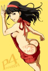 amagi_yukiko ass atlus big_ass big_breasts body_writing breasts casual dat_ass female human looking_at_viewer looking_back megami_tensei nipples pale_skin persona persona_4 sega shadow_(persona) solo sunbeam_(artist) sweater virgin_killer_sweater