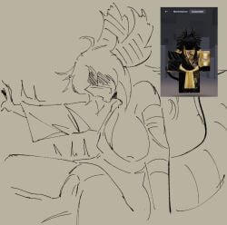 1boy 1girls breasts dragon dragon_girl female_focus ghostbacon nipples penis pussy reference_image riding roblox roblox_avatar robloxian self_upload sketch tagme vaginal_penetration