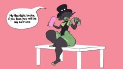 1boy 2025 2_toes 3_fingers 3d 3d_animation 3d_model ass bet deal dialogue english_text fat_ass femboy femboy_focus femboy_solo fleshlight fluffy_hair green_skin guilty_gear hair_covering_eyes hair_over_eyes leotard male male_only sitting sitting_on_table solo solo_focus table tagme tail talking talking_to_viewer text text_bubble thick_thighs thighhighs tophat tophat_turtle turtle turtle_(tophat_turtle) video video_games